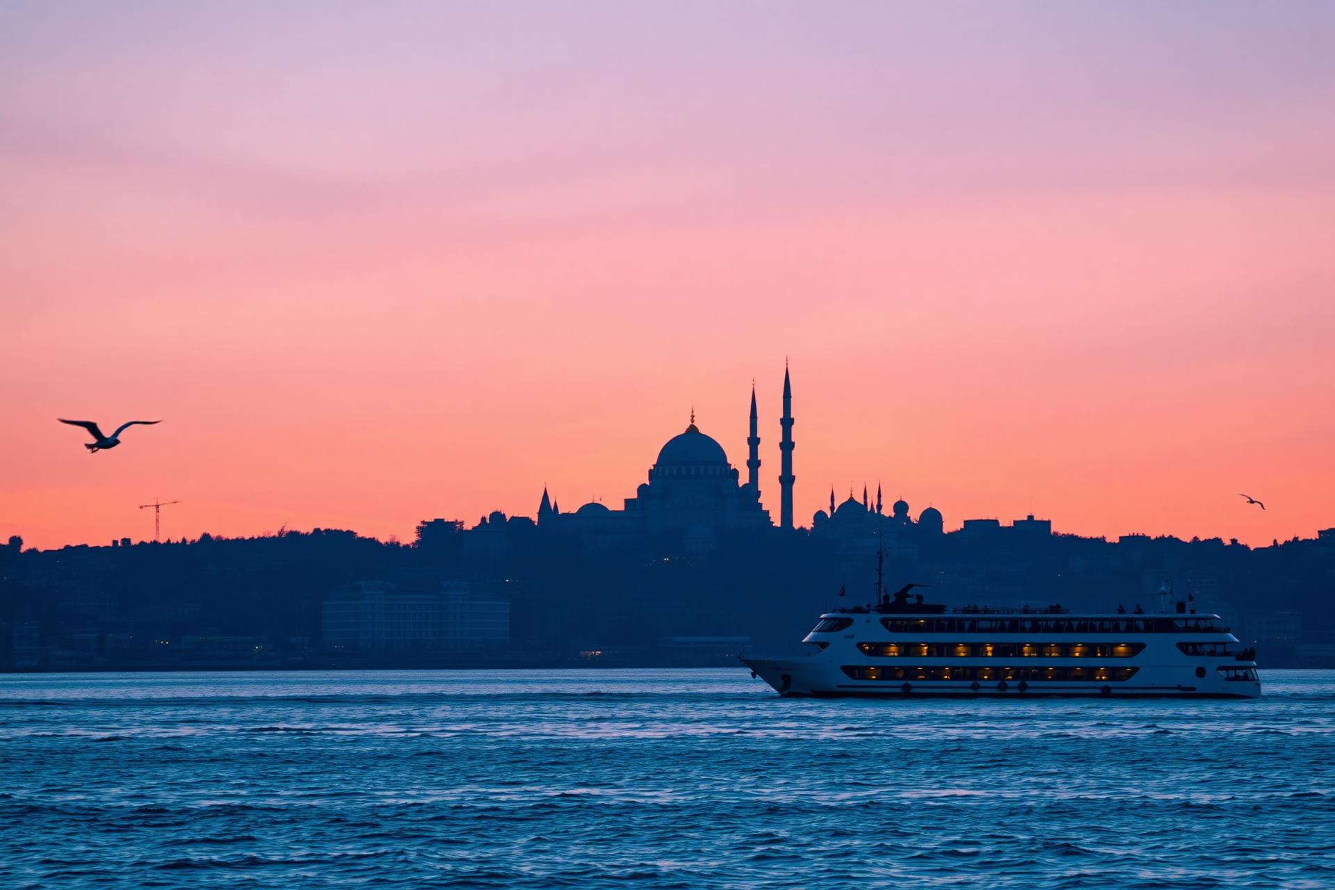 Istanbul skyline at golden hour